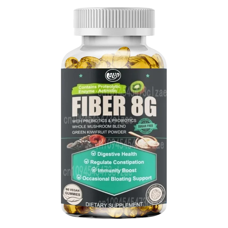 Probiotic Fiber Supplement, Containing Mushrooms, Psyllium Husks, Digestive Enzymes, Supporting Intestinal and Digestive Health