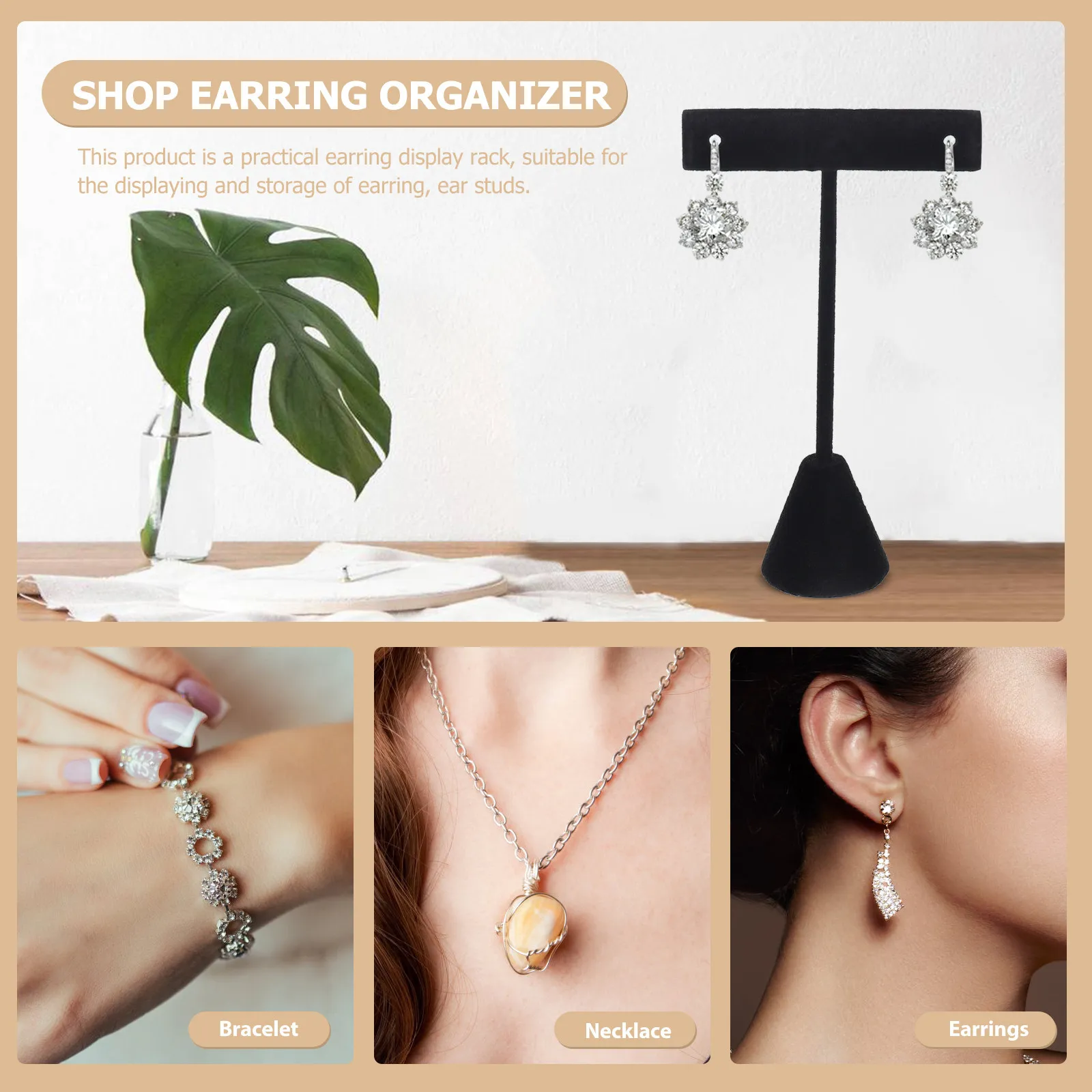 

4Pcs Premium Earring Display Rack Set for Ear Studs Jewelry Organizer Desktop Shop Home Decorative Stand Earrings Holder