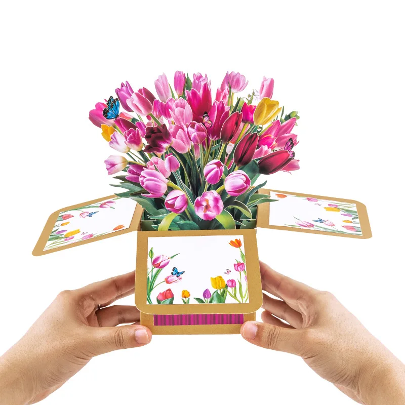 

2Pcs 3D Flowers Bouquet Pop Up Card for Mother's Day Birthday Anniversary Thanksgiving Greeting Cards All Occasions