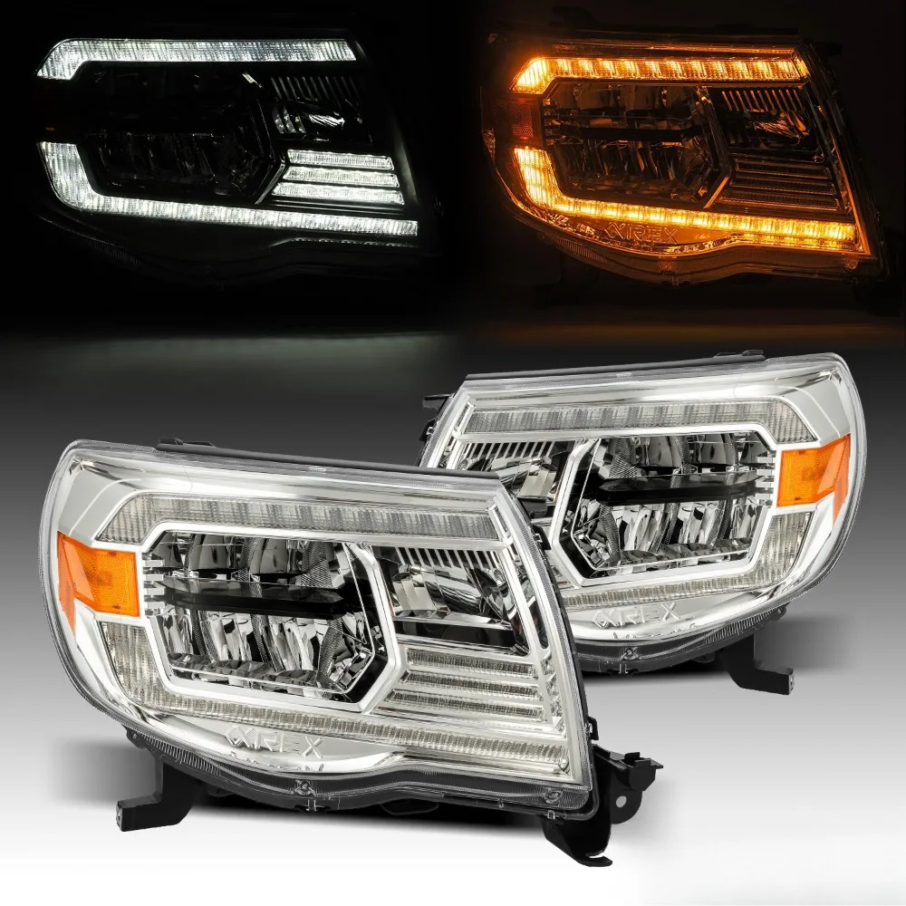 

For 2005-2011 Toyota Tacoma Chrome Crystal Headlights Lamps Assembly Left/Right