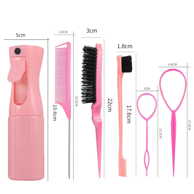 6Pcs Hairdressing Tool Set Hairline Brush Makeup Comb High Pressure Continuous Spray Spray Pot Curling Hair Style Adult Children image 5
