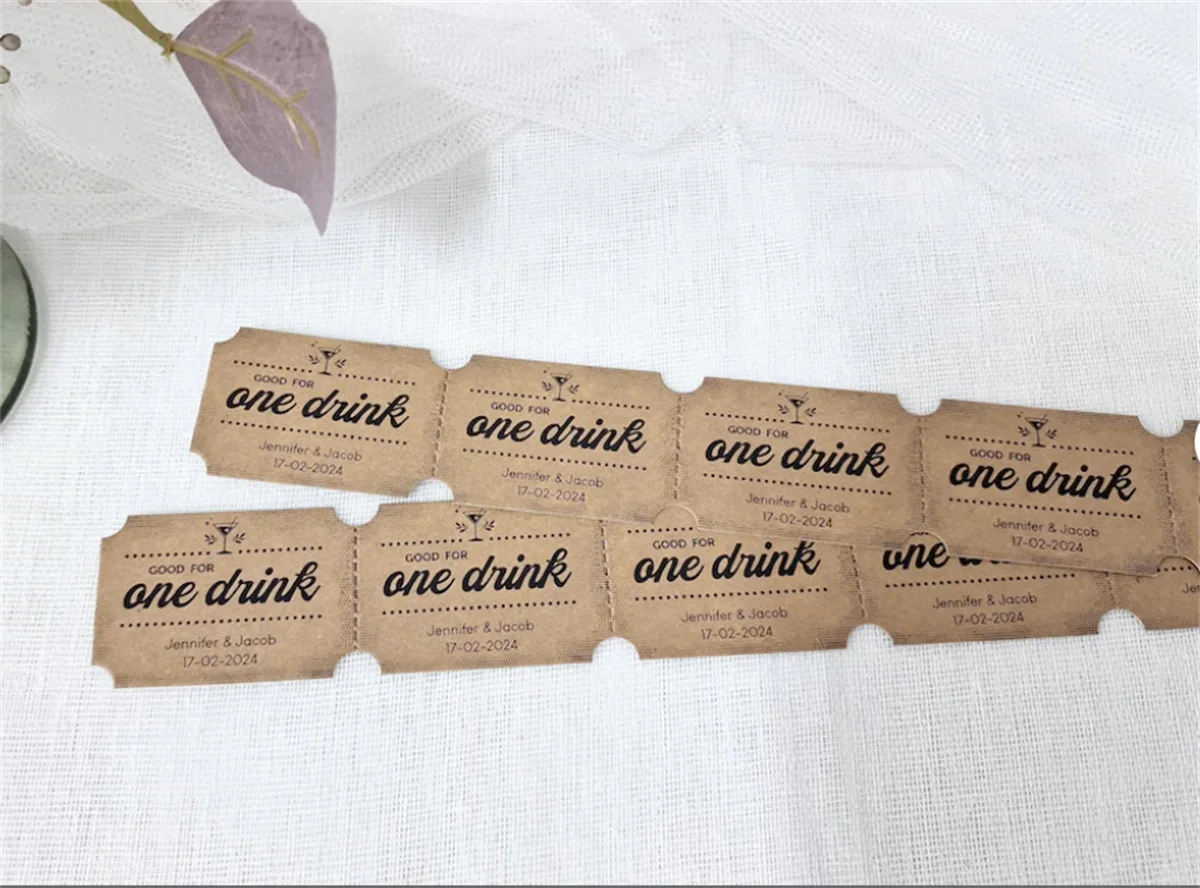 50pcs Personalized DRINK TICKETS / vouchers / tokens for free drinks \