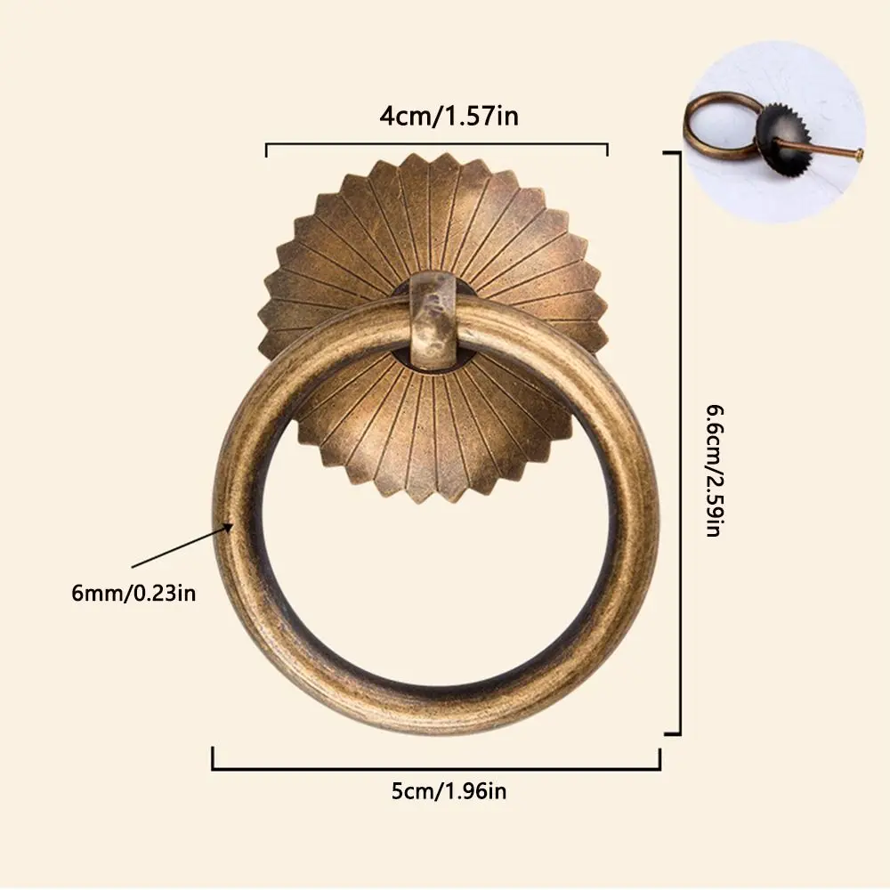 Tiradores de anillos de tracción, perillas de cajón de bronce, anillo de latón, aldaba de puerta de muebles