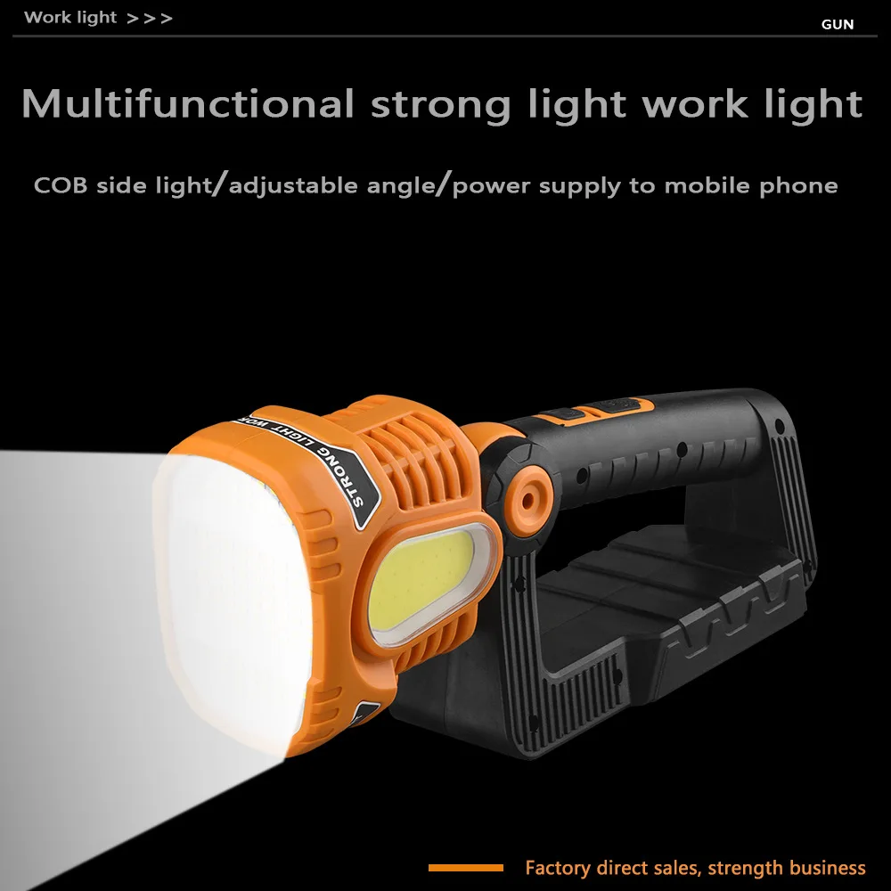 Rechargeable Spotlight, 2000lm LED Handheld Hunting Flashlight 4800mAh USB-C Searchlight Portable Camping Tent Emergency Torch