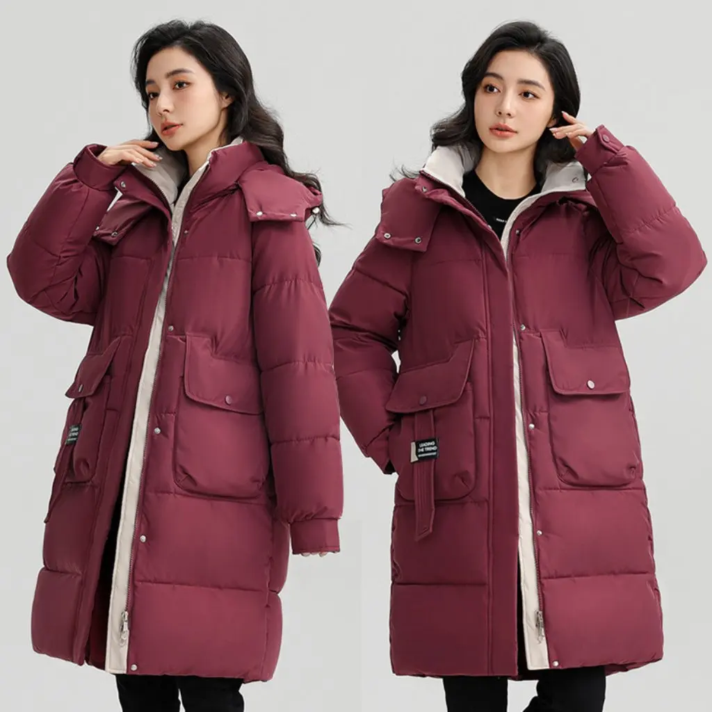 

Women's Long Over-the-Knee Cotton-Padded Jacket Thickened Slim Fit Elegant Design for Autumn And Winter Style