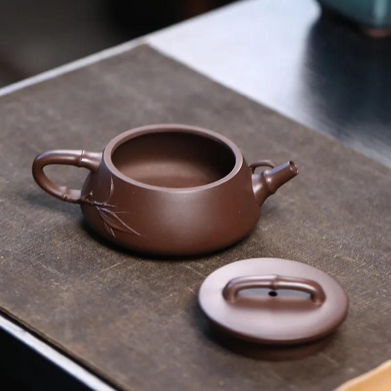 Yixing Authentic Handmade Non-Mechanical Original Ore Purple Clay Bamboo-Joint Stone Teapot Tea Set Manufacturer Wholesale