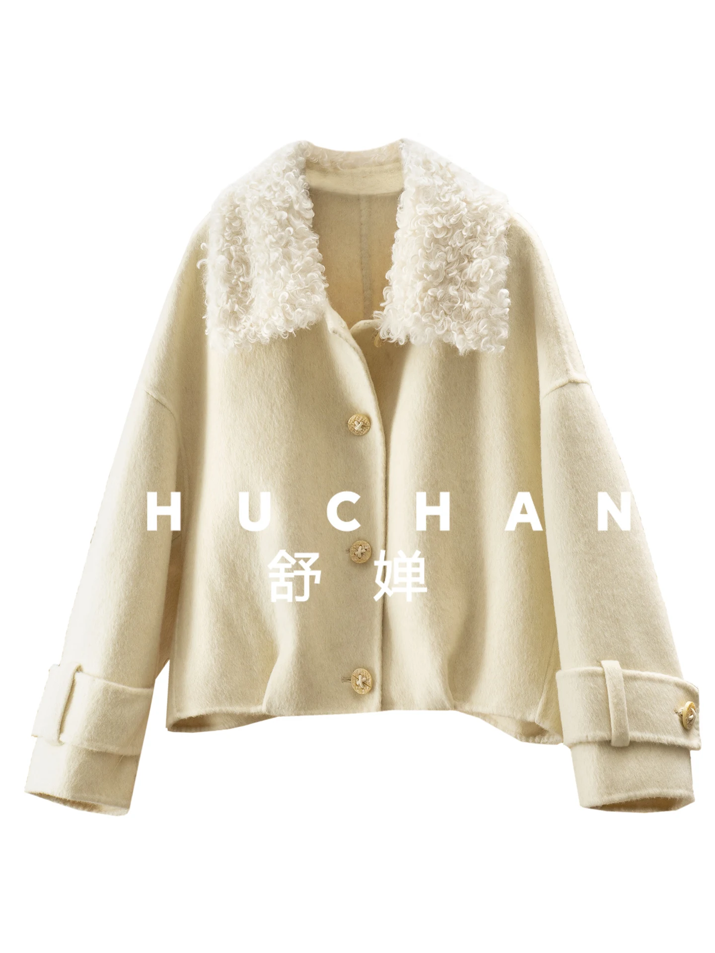 

Warm Circle Fur Collar Wool Alpaca Double-sided Woolen Short Coat Jacket Female 49F2 Camperas De Mujer Invierno 2025