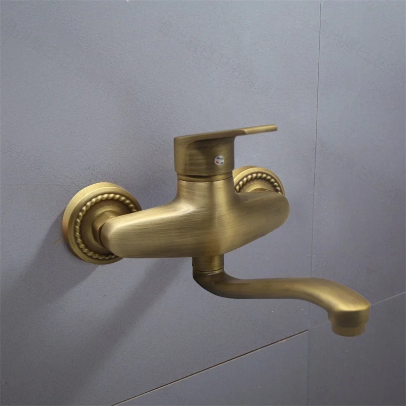 

Antique Bathroom Bathroom Bathtub Faucet Copper Hot & Cold Tub Faucet Wall-Mounted Bathtub Faucet Brass Kitchen Faucet Basin Tap