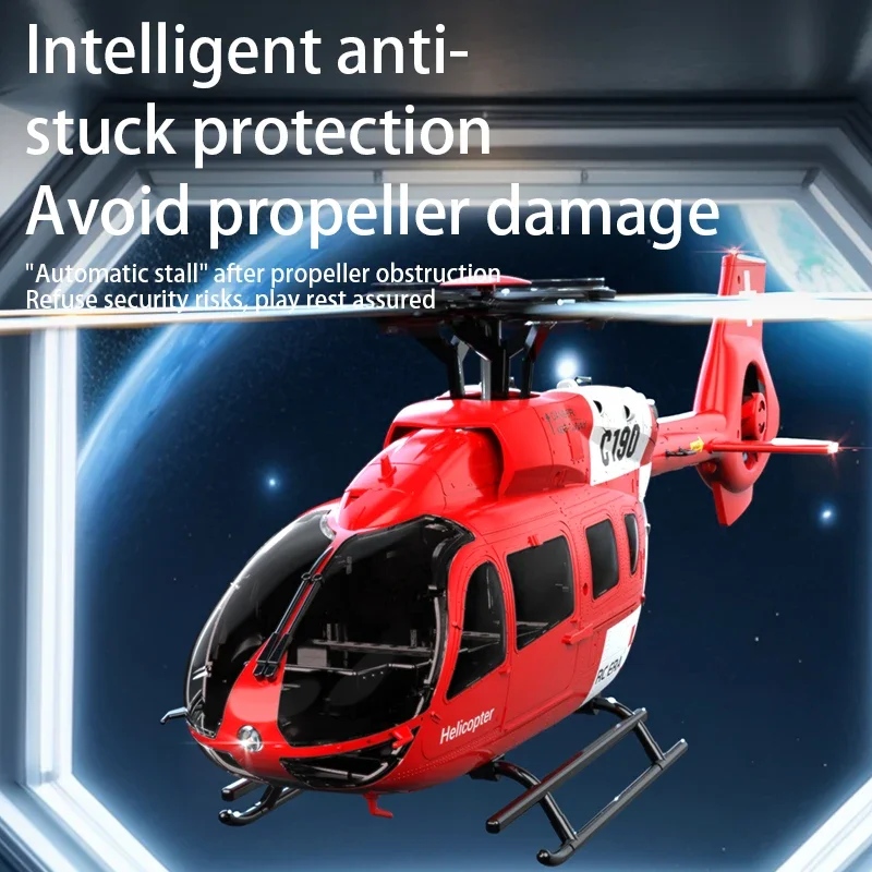 C190 RC 헬리콥터 2.4G 6축 자이로스코프 1/30 6채널 고도 유지 광학 흐름 브러시리스 원격 제어 헬리콥터 장난감 어린이용