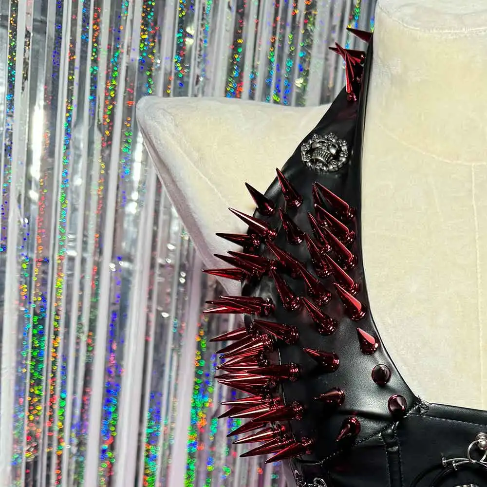 

E-Girls Studded Rivet Punk Rock Y2K Tanks TOPS Grunge Gothic Teen Vintage Hand Made Emo 90s Goth Cummerbunds DIY Skull Eco