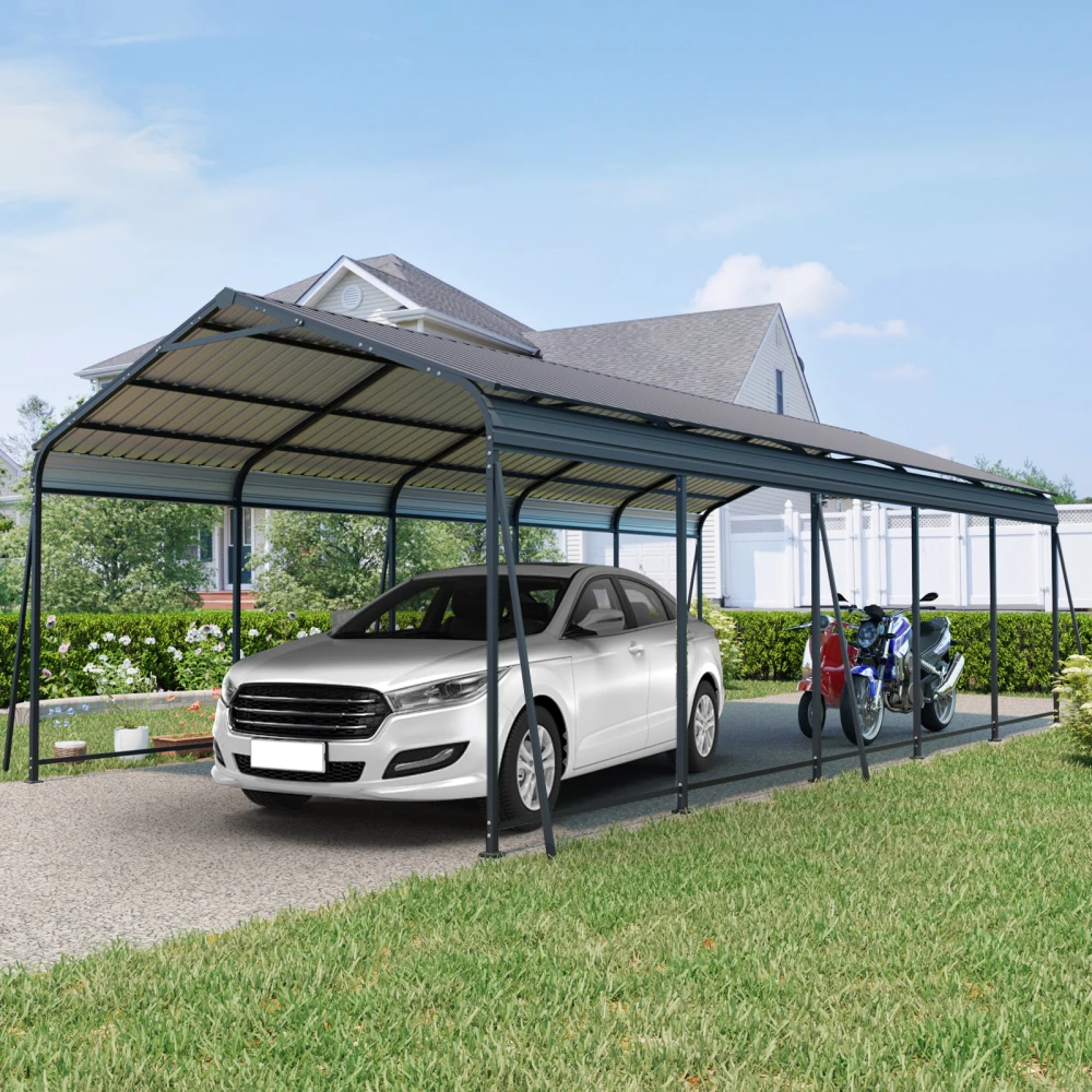 

13×26.5 FT Heavy Duty Carport with Galvanized Steel Roof&Frame for Car/Truck(W540S00061)