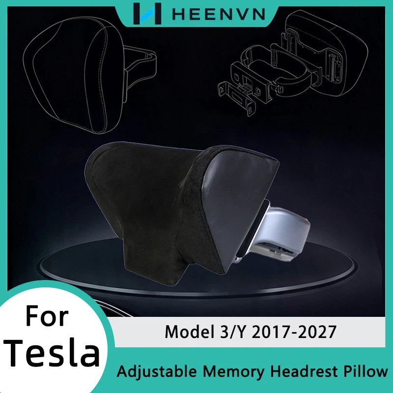 HEENVN HEENVN 360° Adjustable Headrest Pillow for Tesla Model Y Juniper Model 3 Highland Car Travel Head Neck Support Relieve Fatigue - Aliexpress Deal