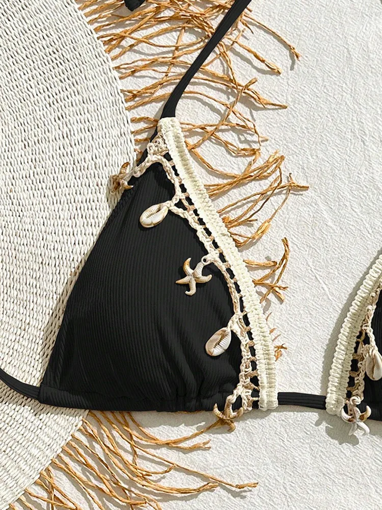 Summer Solid Color Strap Halter Neck Micro Bikini Sets Two Piece Thongs Swimsuit Adjustable Tie-Front Holiday String Bikiniler