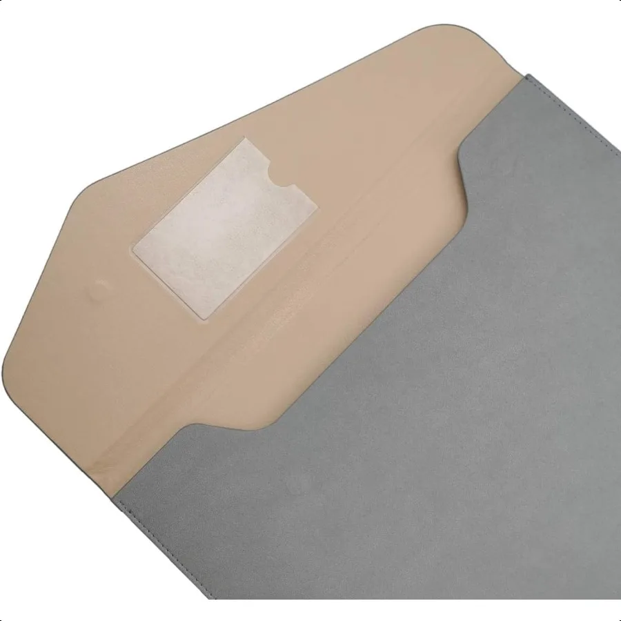حافظة مستندات مجلد ملفات A4 من جلد البولي يوريثان، حافظة مغلف مقاومة للماء مع إغلاق مغناطيسي غير مرئي باللون الرمادي
