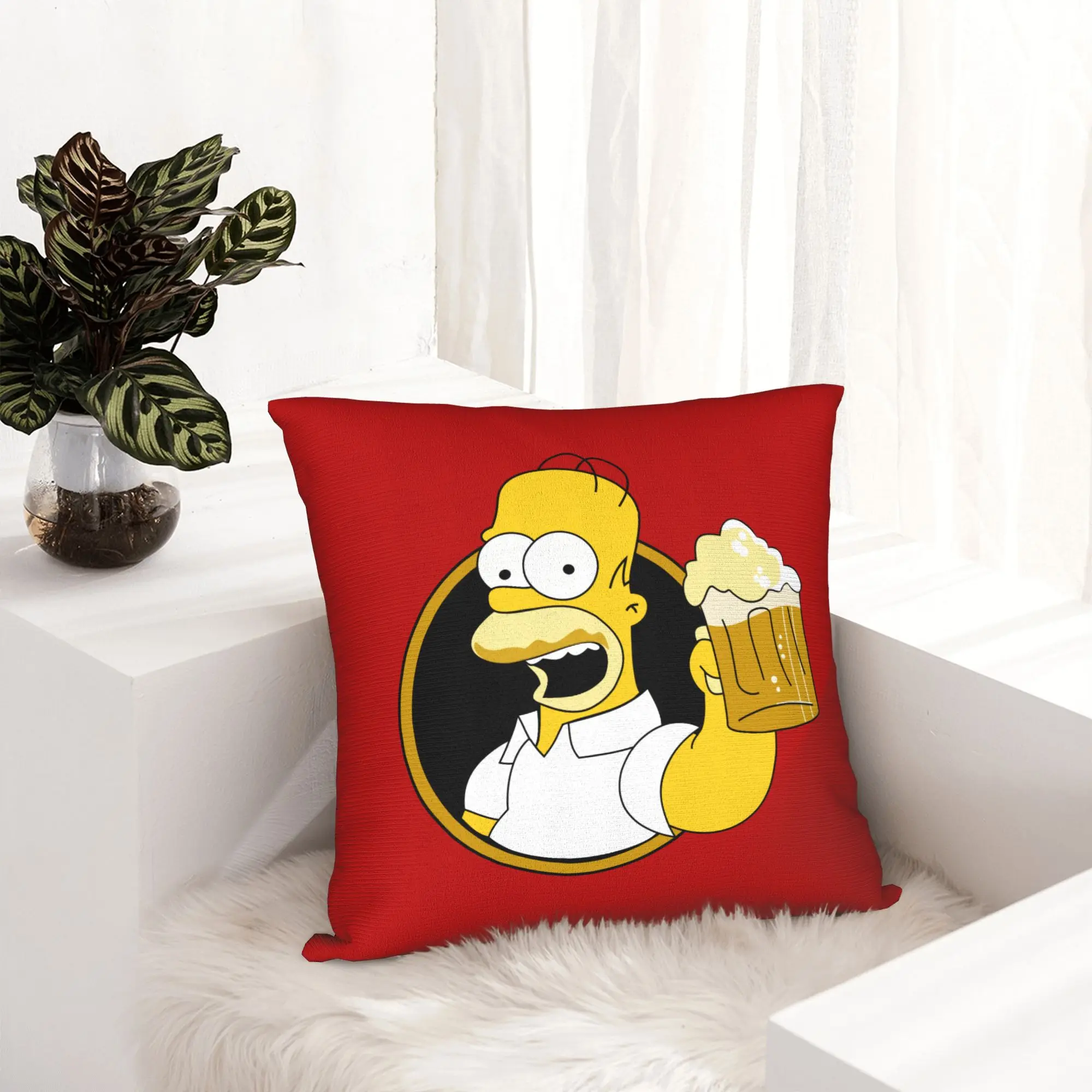 Cartoon S-Simpsons Christmas Pillowcase Printed Polyester Cushion Cover Decorations  Pillow Case Cover Seater Square 18''
