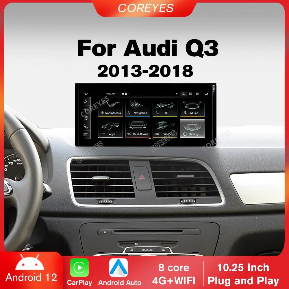 COREYES 10.25'' Android 12 Car Radio for Audi Q3 2013-2018 Multimedia Player GPS Navigation Stereo CarPlay Touch Screen Headunit