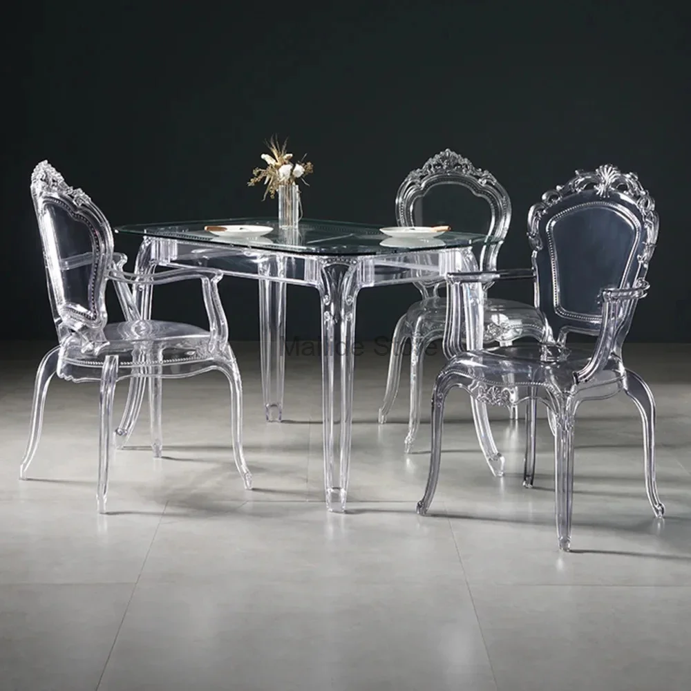 

Transparent simple Dining Chairs Creative Kitchen Furniture Household Acrylic Crystal Dining Chair Designer Palace Style Stool