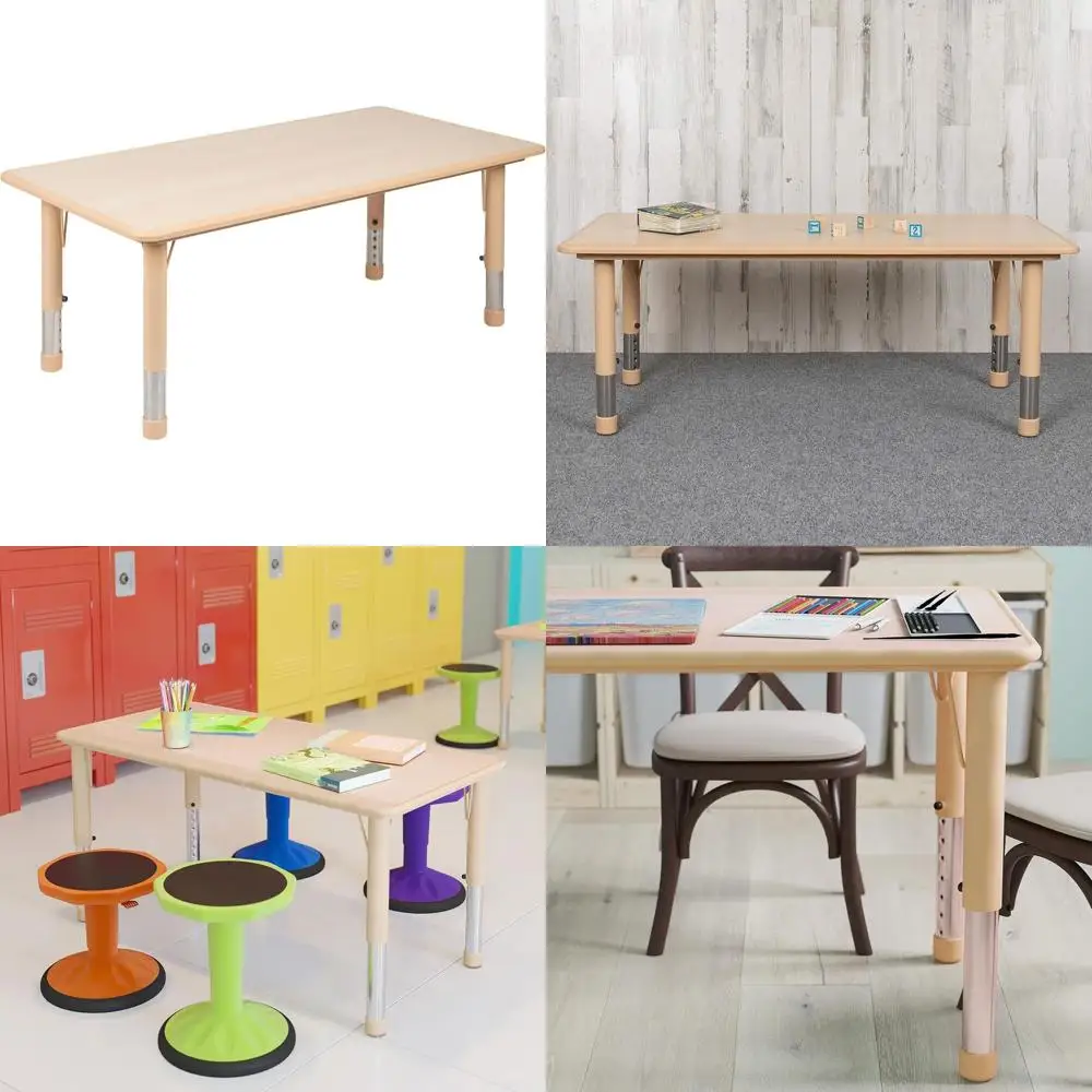

Регулируемый по высоте детский стол для занятий, для дома или класса, 23.625 Ш x 47.25 Г x 14.5-23.5 В, натуральный цвет