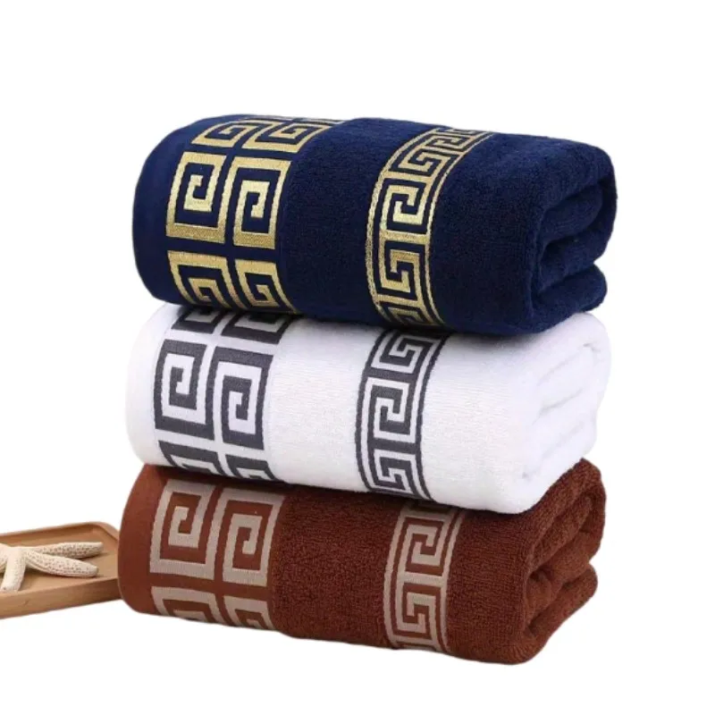 140x70cm Oversized Bath Towel 100% Cotton Bathroom Geometric Jacquare Bathroom Gift Shower Towel Cover White Brown Blue 수건 세트