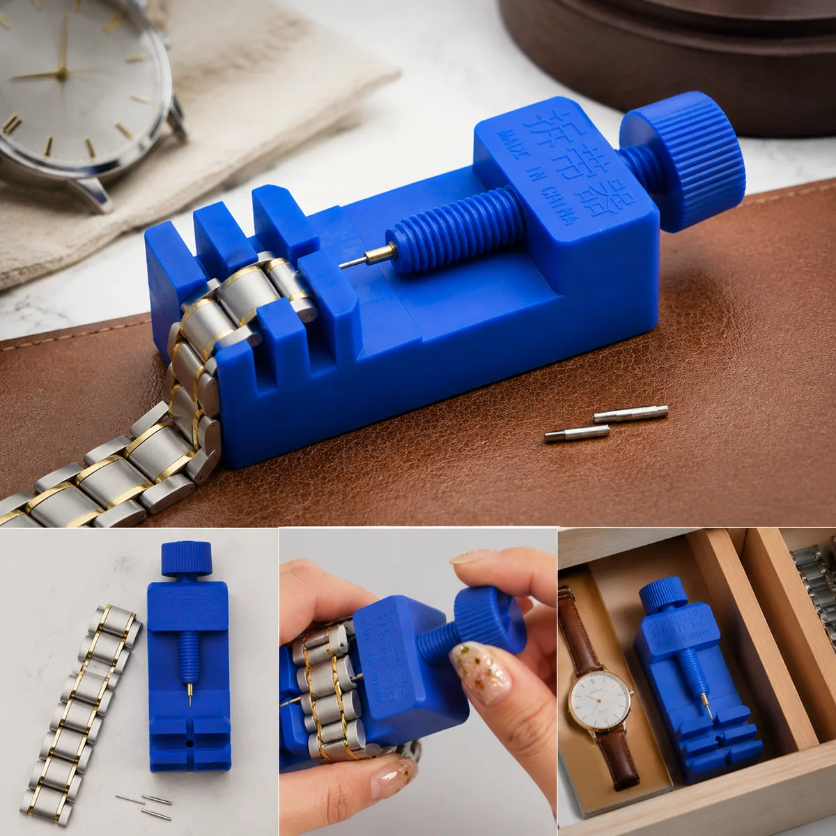 Yellow Watch Band Link Remover Tool, Plastic Bracelet Pin Pusher for Metal Watch Strap Length Adjustment