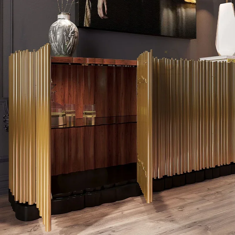 Metal sideboard high-grade luxury stainless steel cabinet household