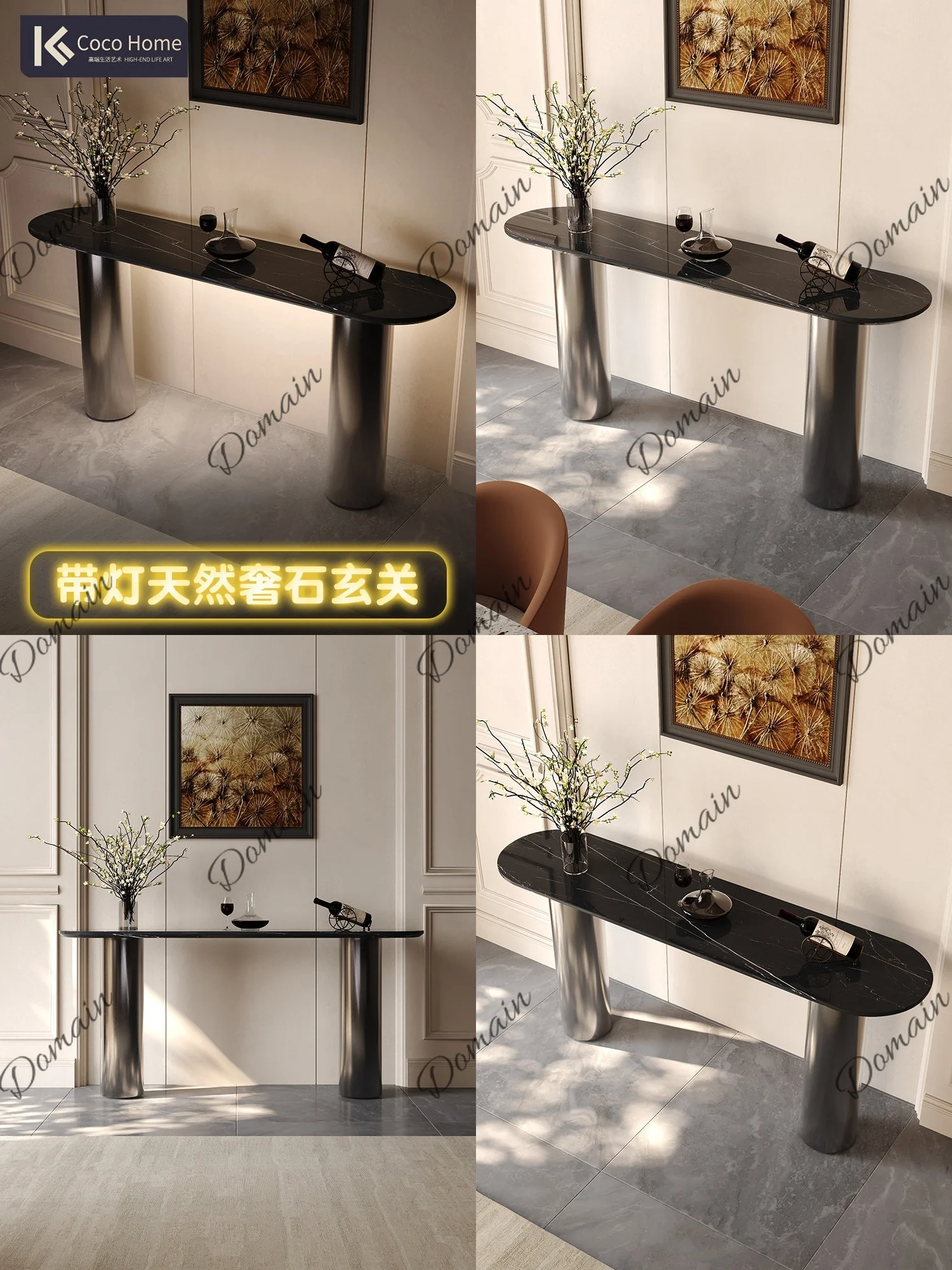 Luxury Natural Stone Console Table for Villa Living Room, Designer Marble Bar Table Sofa Side Entryway Table