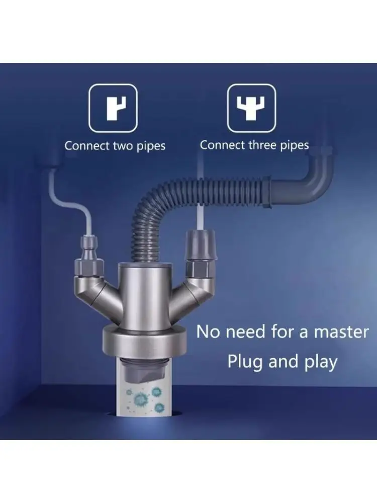 

Y1UD Efficient & Effective Drainages Solution Smell-Proof Triples Sink Connector Drain Interfaces Simple Install for Bathroom