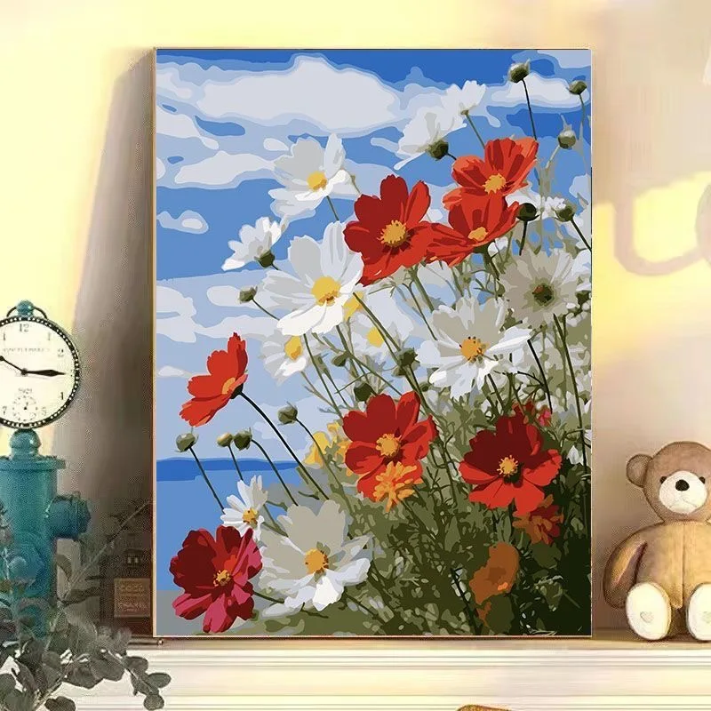 

1-0060 Hand-Painted Landscape Oil Painting on Canvas - Mountain Lake View