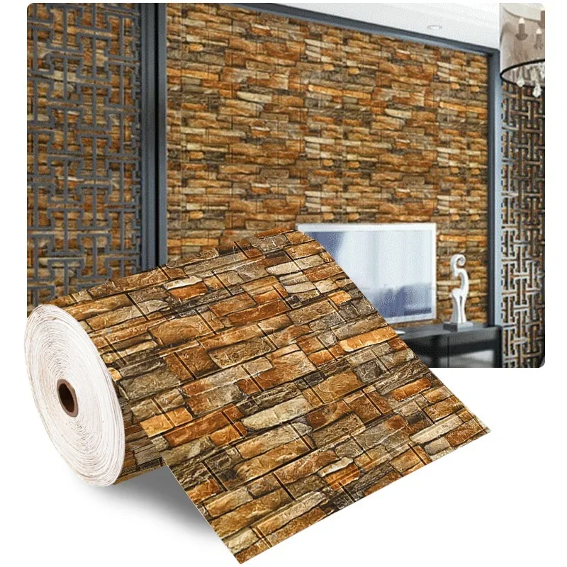 70 cm x 1/5/10 m 3D Behang Decoratie zelfklevende Antieke Schuim Baksteen behang Woonkamer Slaapkamer Waterdichte 3d Muursticker