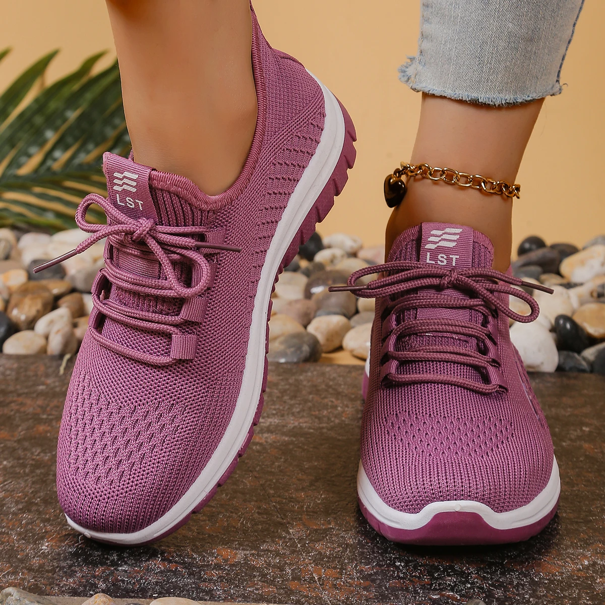 أحذية رياضية غير رسمية شبكية منسوجة طراز جديد لعام 2025 قابلة للتنفس ، أحذية رياضية نسائية مضادة للانزلاق ، أحذية بيع مع شحن مجاني #4