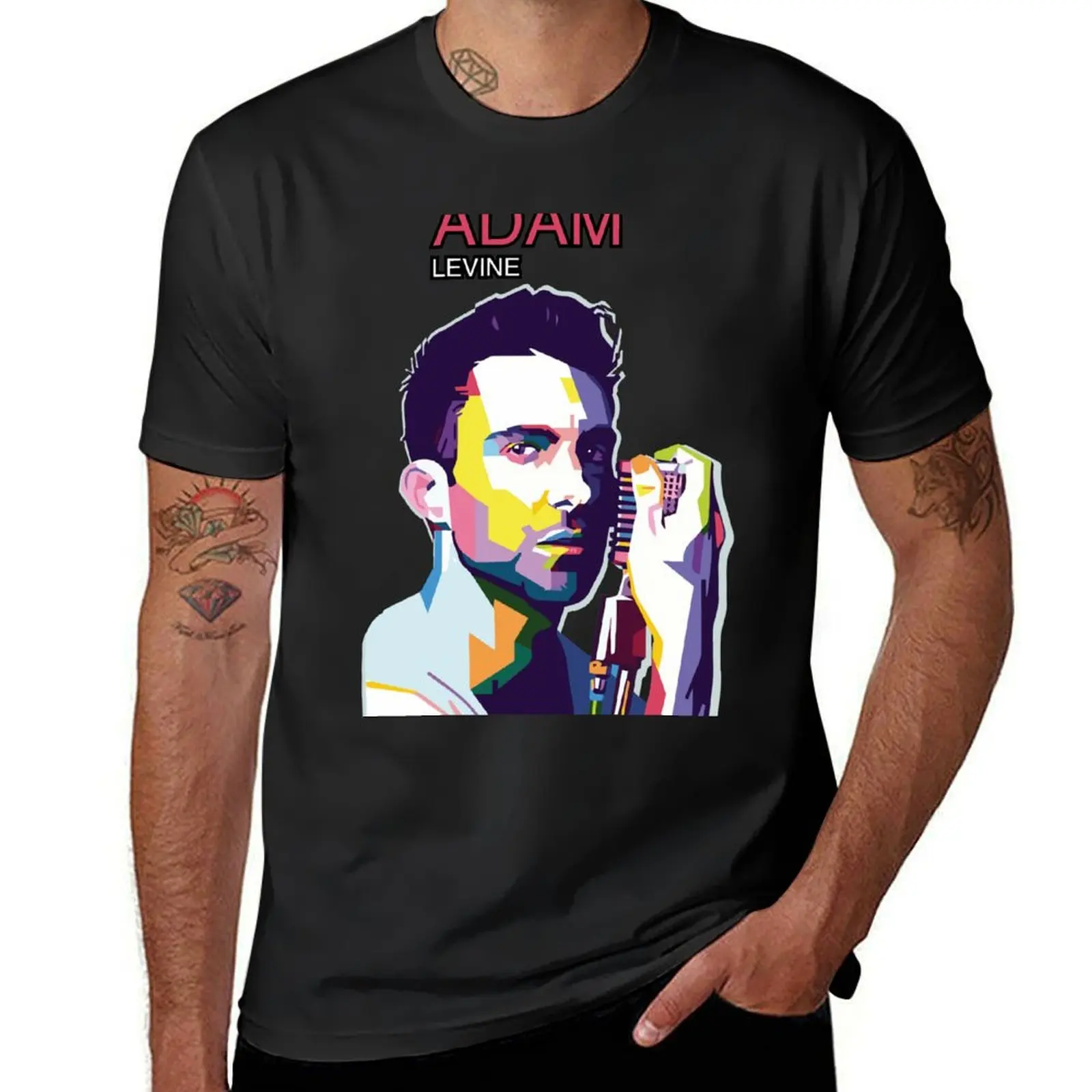 Adam Noah Levine portraitart digital illustration of Adam Noah T-Shirt summer clothes korean fashion men workout shirt