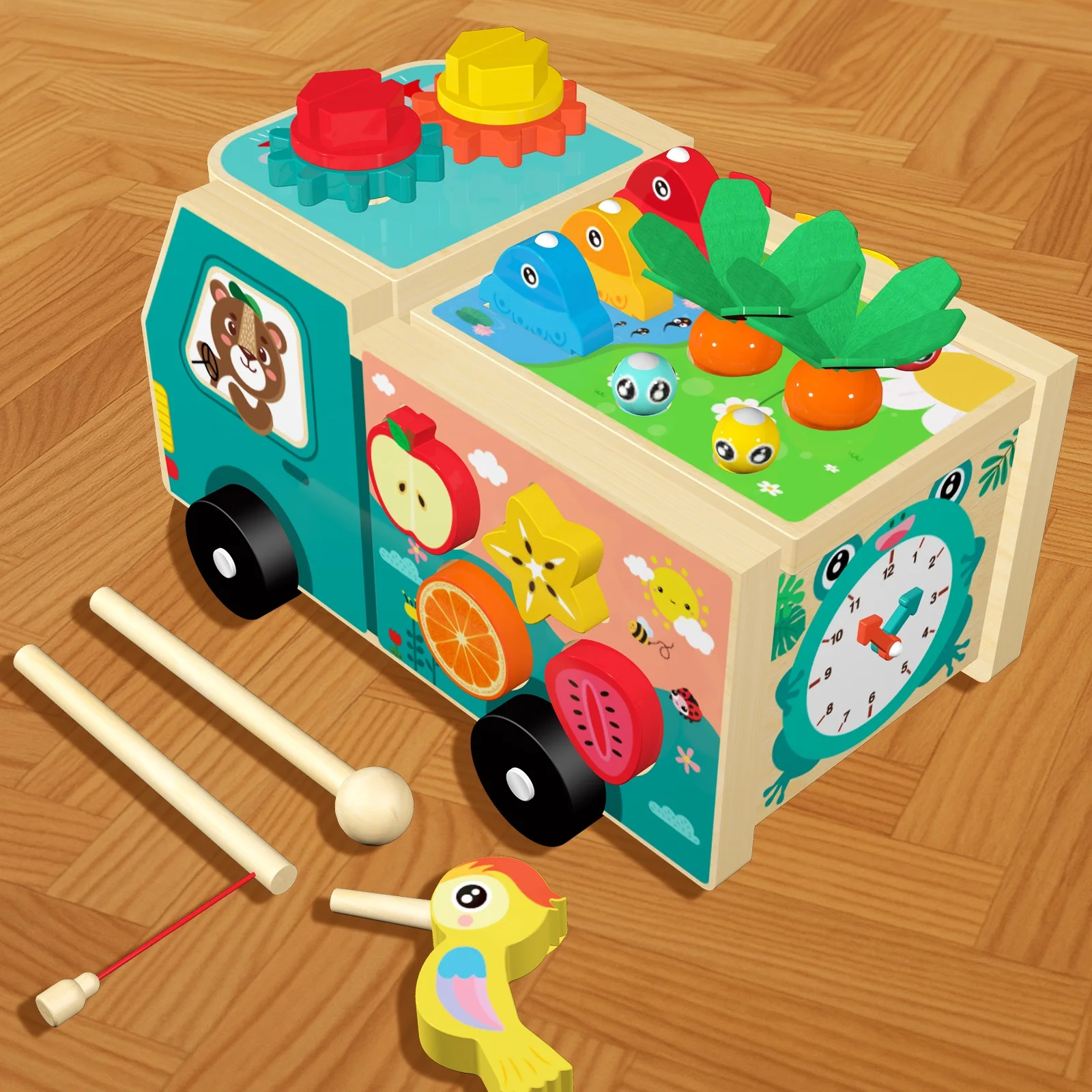 子供用多機能農場トラック木製玩具 |   幼稚園のハンマーピアノ、虫捕り、大根抜き |   知育玩具とギフト