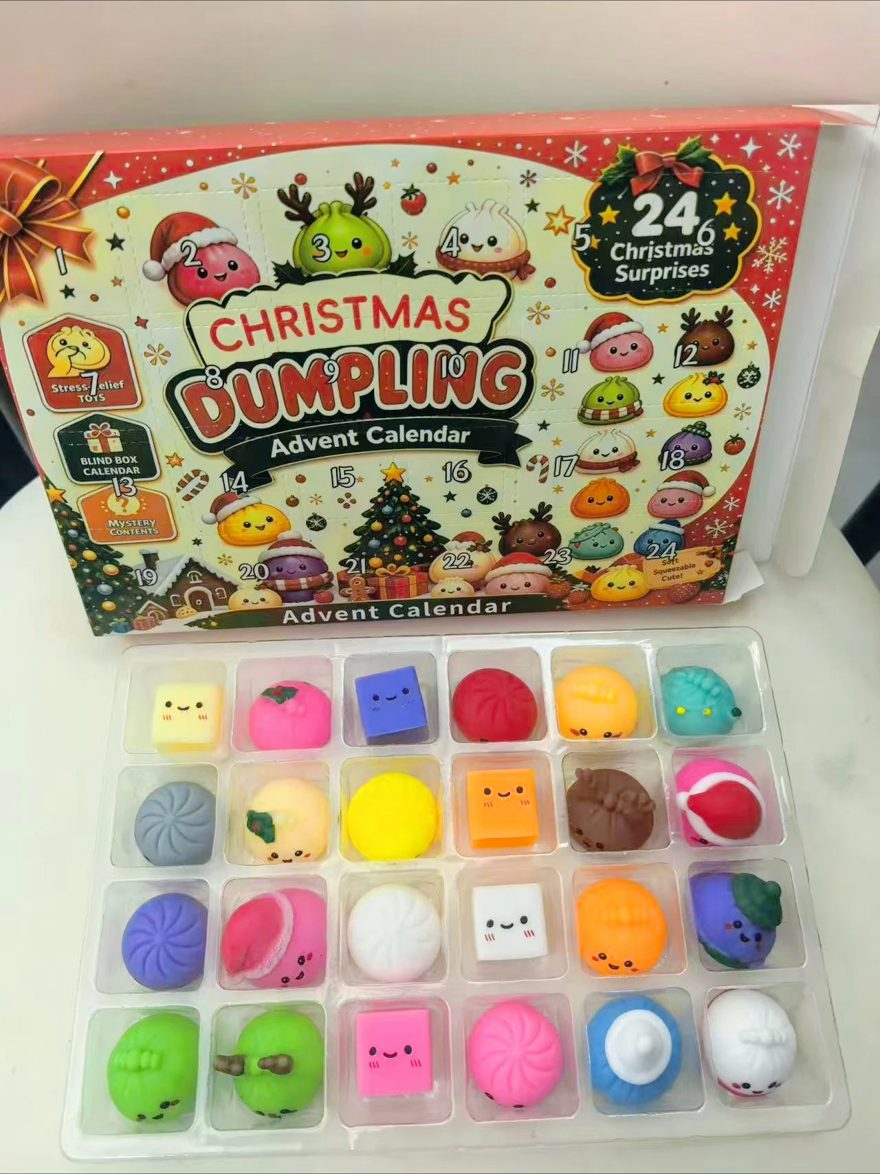 Soft Christmas Dumpling Advent Calendar Fidget Anxiety Relief Mystery Dumplings Toy Slow Resilience Decompression Christmas Gift