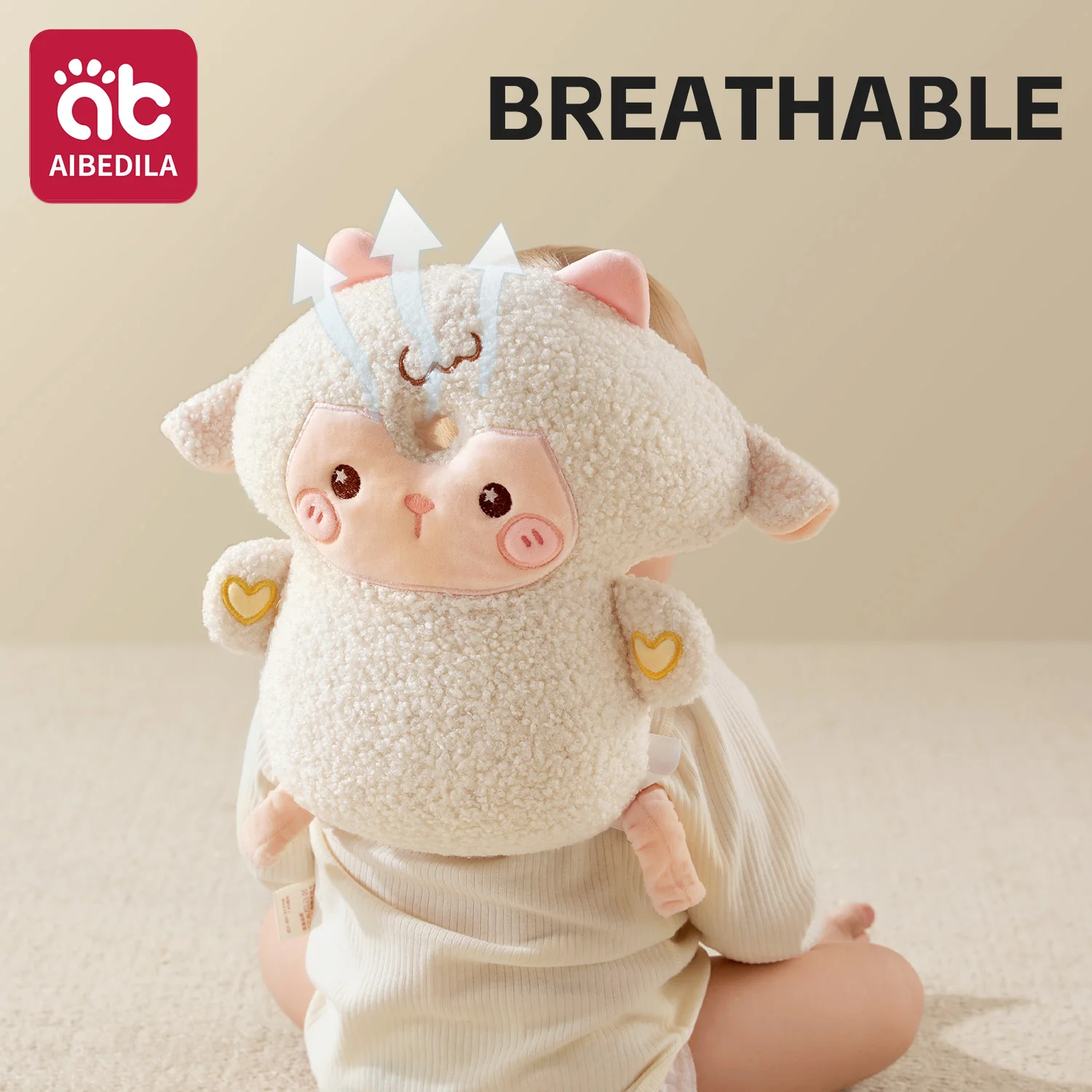 AIBEDILA Baby Head Protector Pillow 3-Sided Anti-Fall Back Safety Pad for Crawling Walking Toddlers Cute Animal Design