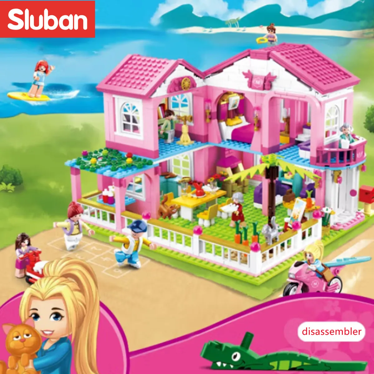 Sluban Building Block Toys Girls Dream Garden Villa 896PCS Bricks B0721 Friends Holiday Inn Compatbile With Leading Brands Const