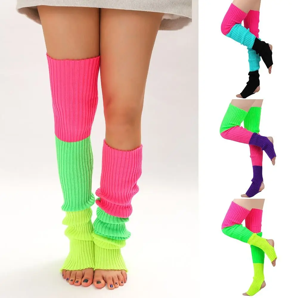 Fashion Knitted Wool Knitted Gaiter Leg Socks Extended 81cm Above Knee Ankle Leggings Elastic Colorful Women Stockings