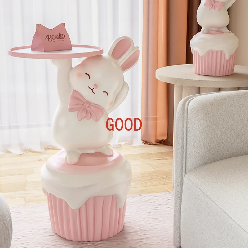 Creative Bunny Large Floor Ornaments Living Room TV Cabinet Beside Sofa Side Table Tray Storage Home Decor  Fairy Garden