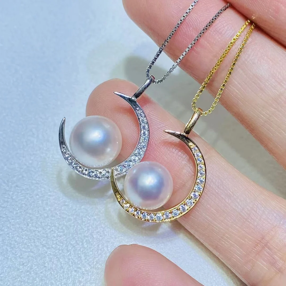 JY2023 DIY 18K 13mm Pearls Pendants Bases Pedestals Necklaces for Women Not Include Pearls JCY