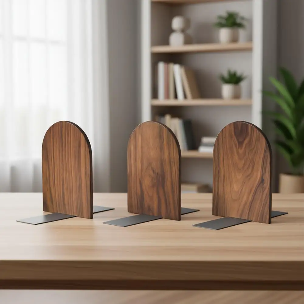 

Прочные деревянные подставки для книг из 3-х частей для тяжелых книг, 7x4x5 дюймов, нескользящие, из орехового дерева, для стола