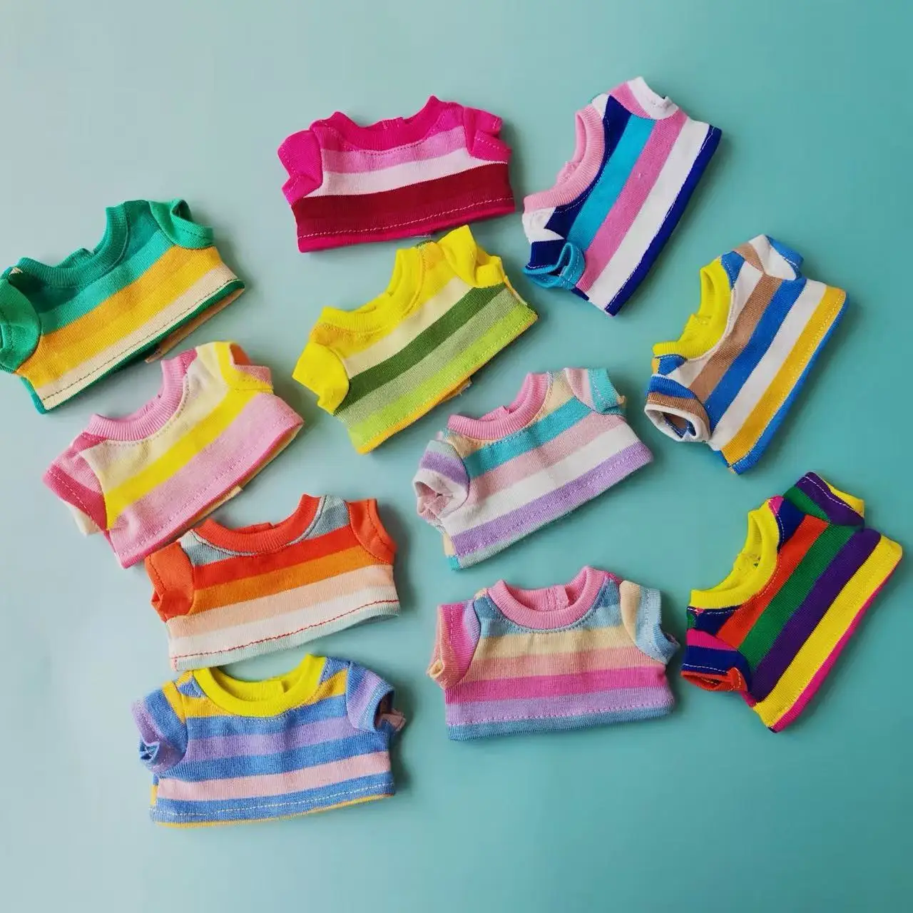 เสื้อผ้าตุ๊กตากล่องตาบอดไวนิล เสื้อยืดฤดูร้อน 17 ซม. เสื้อผ้าตุ๊กตาผ้าฝ้าย เปลี่ยนกางเกงทํางานลําลอง