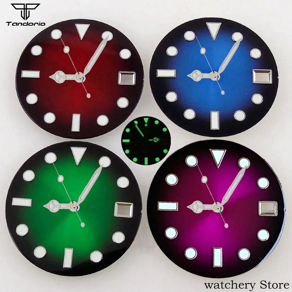 

29mm Purple Red Blue Yellow Luminous Sunburst Dial Face Fit NH35 NH35A Automatic Movement For Seiko Mod Watch Parts Tool Set