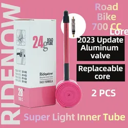 Ridenow 2023 Aluminum Valve Bike Inner Tube Super Light 700C Road Bicycle TPU Tire 65 85mm Length FV Super Light Tube