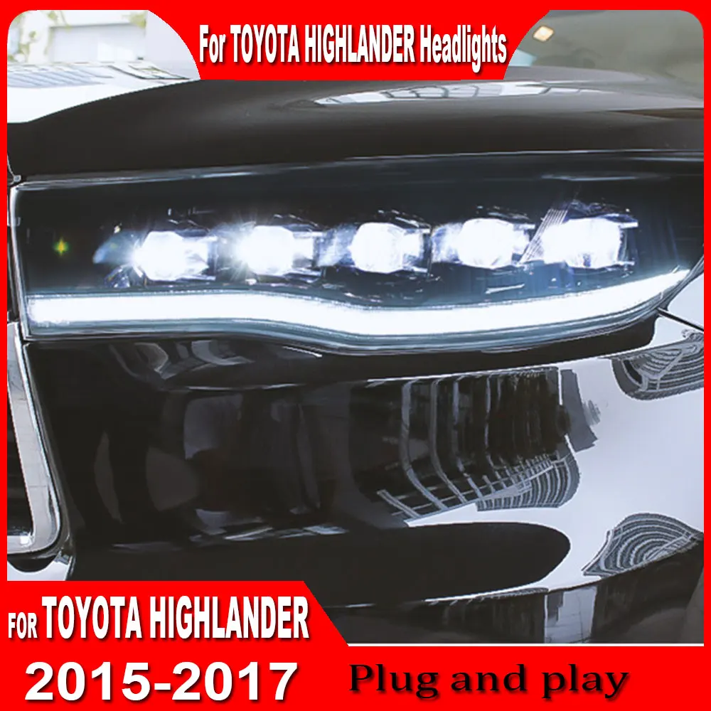 Car for Toyota Highlander LED Headlight 2015 2016 2017 Highlander Head Lamp Drl Projector Lens Automotive Accessories A pair