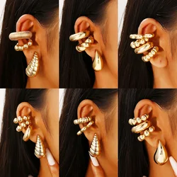 Exaggerated Ear Clip Earrings For Women And Water Droplet Stud Earrings Set Jewelry Ear Cuffs Without Hole 2026 Trending New