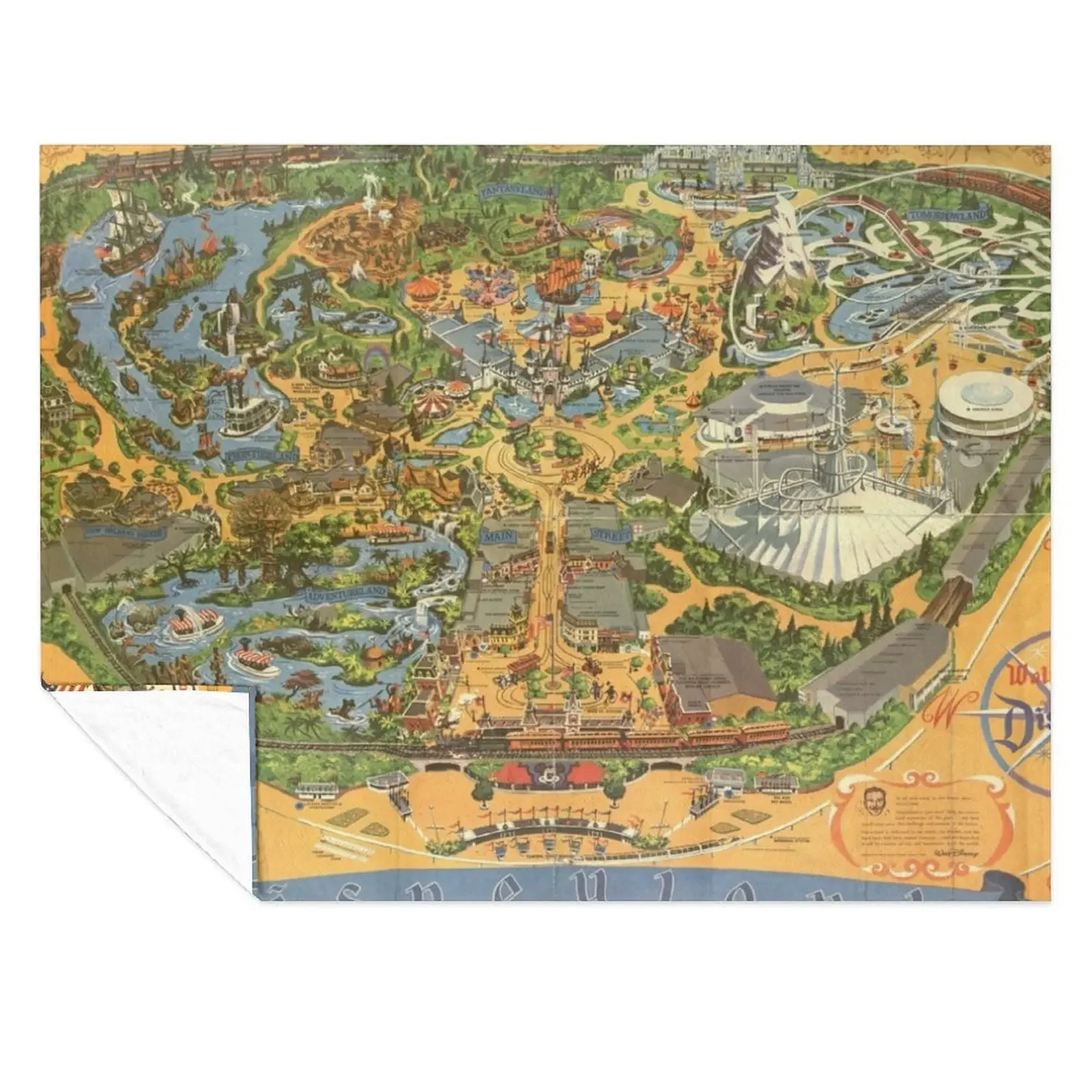 

Theme Park Vintage Map Throw Blanket Nap Luxury Brand Soft Big Decorative Sofa Blankets