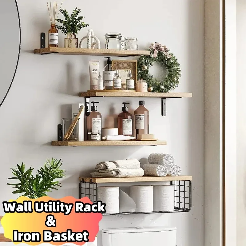 Bathroom Storage Rack Above Bathroom Floating Bathroom Wall Storage Rack with Wire Basket Multi Layer Organizing Wall Decor