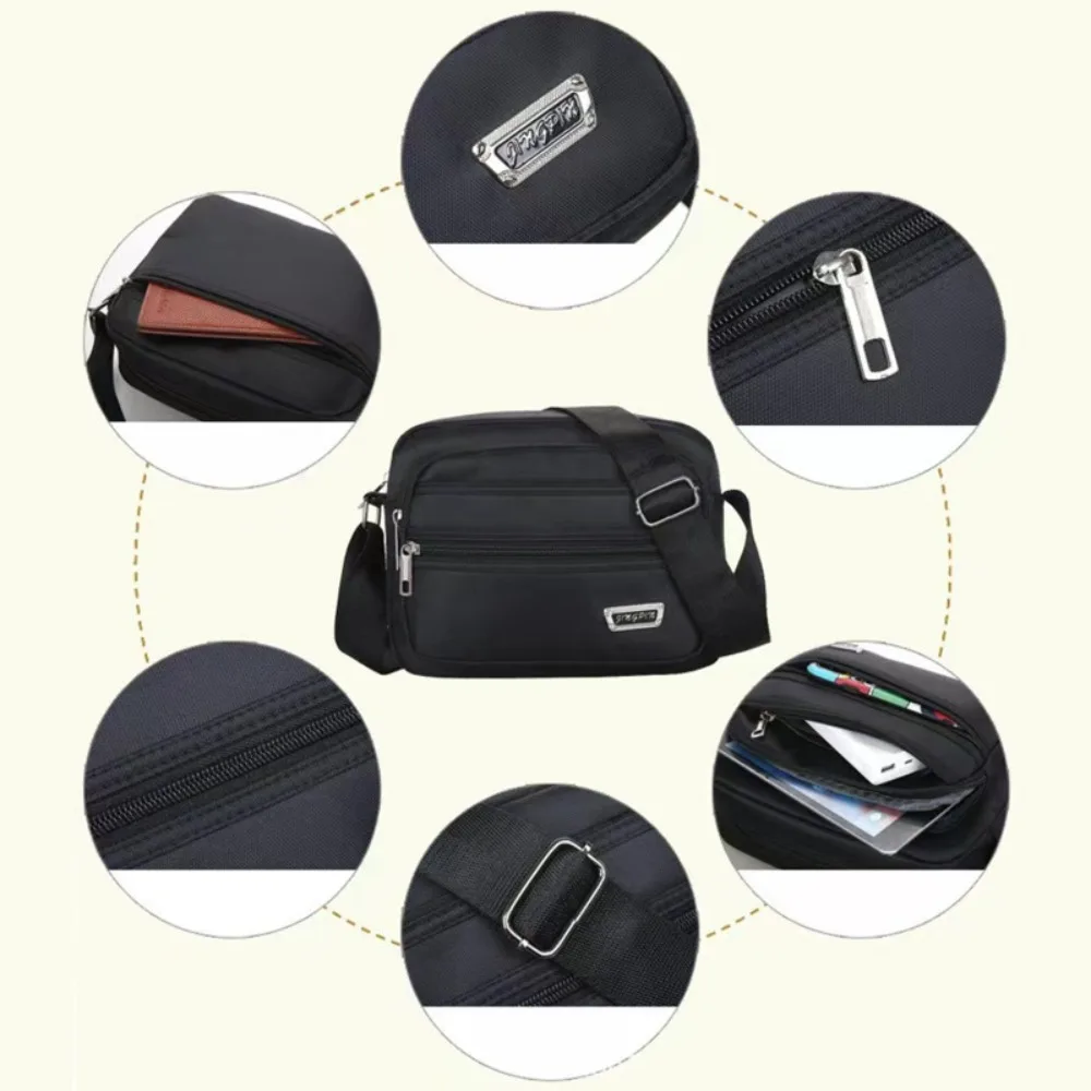 Bolso de hombro portátil de gran capacidad para hombre, bandolera mensajero multicapa impermeable, bolso cuadrado pequeño con cremallera para teléfono y oficina