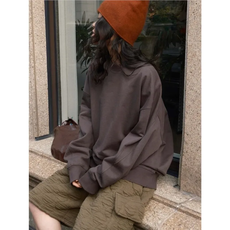 

Новая весенняя женская толстовка Johnature в корейском стиле: простой повседневный пуловер с круглым вырезом, однотонный, свободный и удобный.