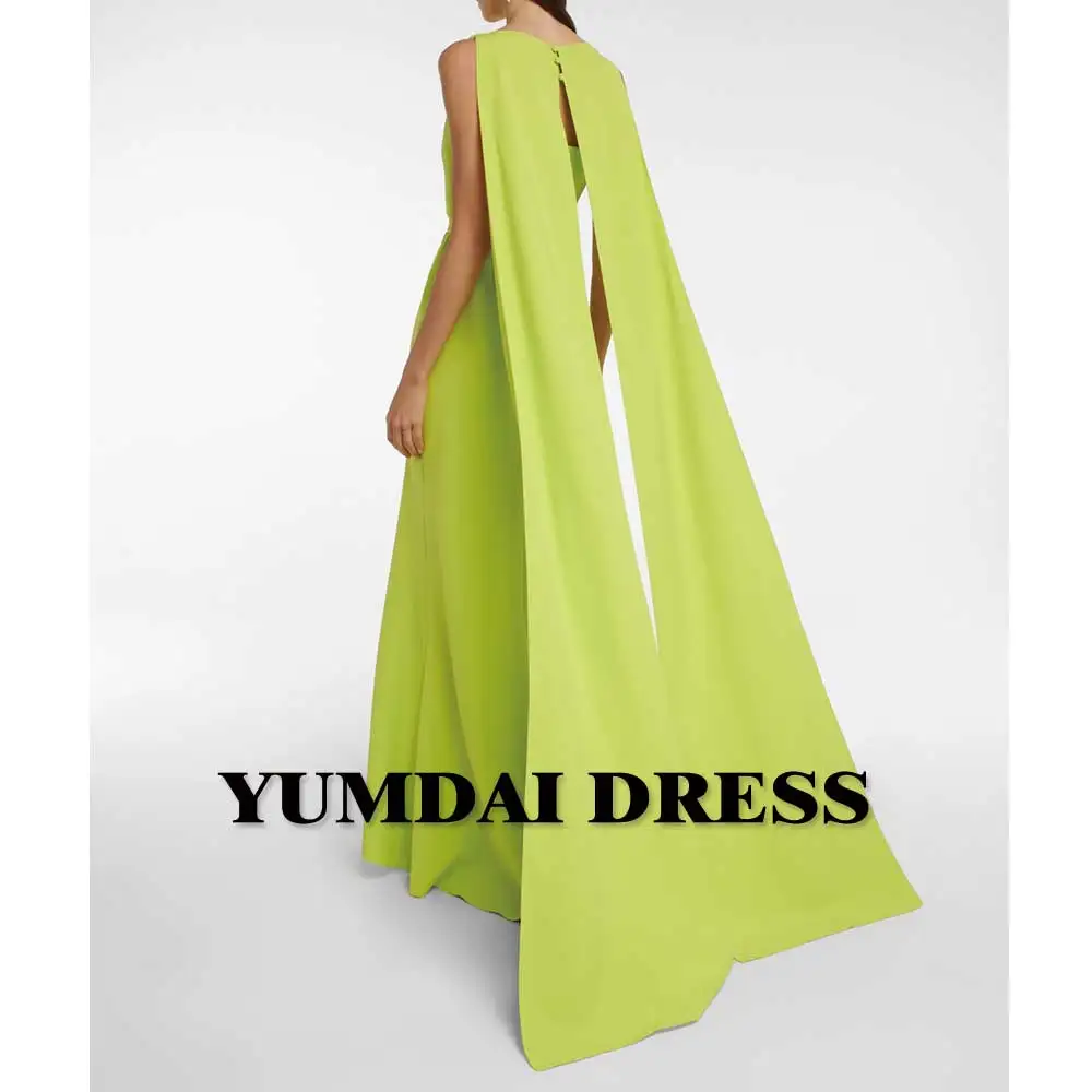 

YUMDAI Saudi Arabia Yellow Green Sleeveless Evening Gown with Shawl 2024 Elegant Women's Dubai Wedding Party Formal Guest Dress