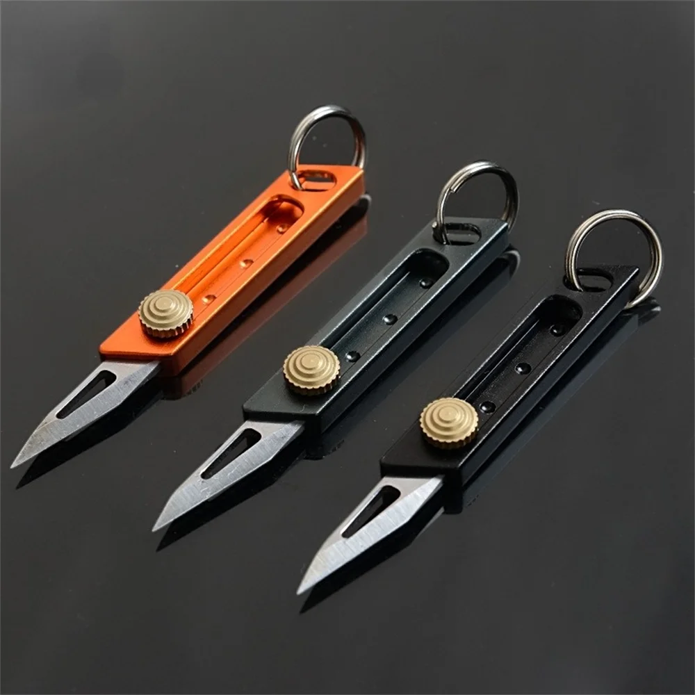 Mini Knife Outdoor Aluminum Alloy Pocket Portable Knife Push Keychain Utility Knife Unpacking Tool Gift Self Defense Cocina